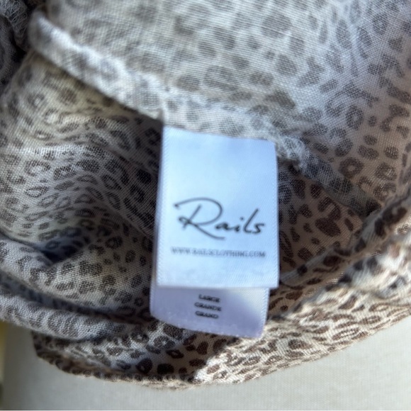 Rails micro leopard print linen blend smocked mini dress large - Picture 7 of 9